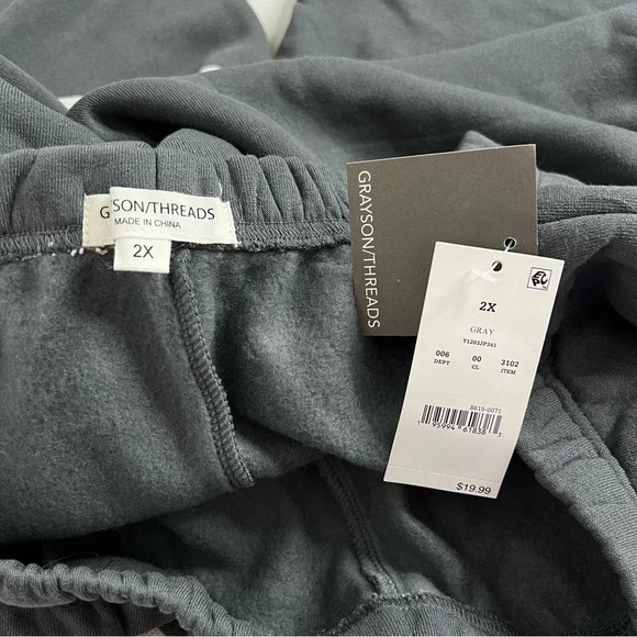 Grayson Threads Sweatpants Plus Size 2X Gray Fleece Lined Elastic Waist - Picture 5 of 7